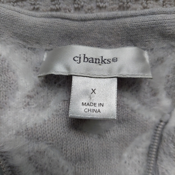 C J Banks Zip-up Gray/White Cardigan.  Size X - Picture 6 of 8